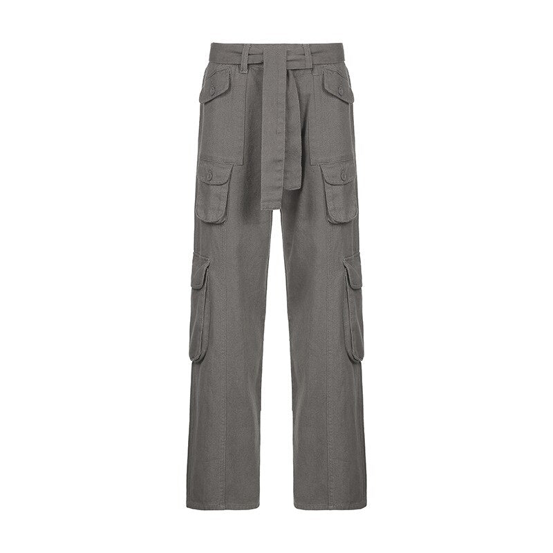 Solid Color Multi Pocket Cargo Pants