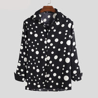 Thumbnail for Polka Dot Print Long Sleeve Shirt - Black / S - Shirts