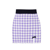 Thumbnail for Harajuku Purple Knitted Shirt + Mini Skirt Two Piece Set -
