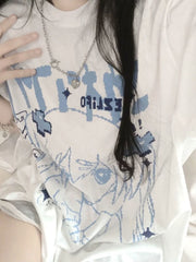 Harajuku Anime Pastel Goth Print T-Shirts - T-Shirt