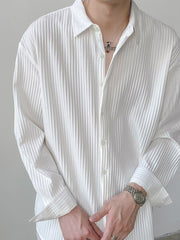 Striped Texture Loose Long Sleeve Shirt