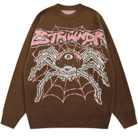 Thumbnail for Spider Knitted Sweater - Brown / M