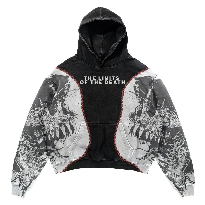 Punk Urban Printed Hoodie Sweatshirt - Gray / M -
