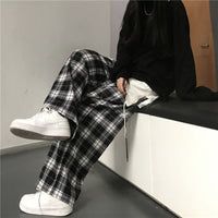 Thumbnail for Black and White Plaid Pants - S / &