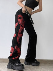 Red snake print wide leg pants - Pants