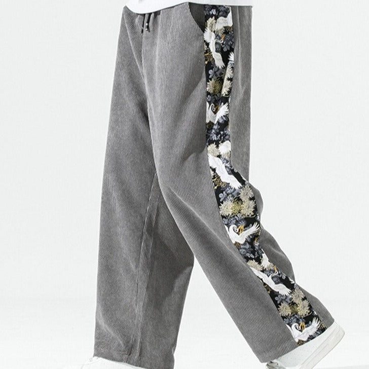 Corduroy Sweatpants Solid Color - M / Gray.