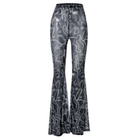 Thumbnail for Black Neon Greent Flare Long Pants - Gray / S