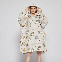 Thumbnail for Cartoon Loose Hooded Nightdress - White / Aldult - Hoodies