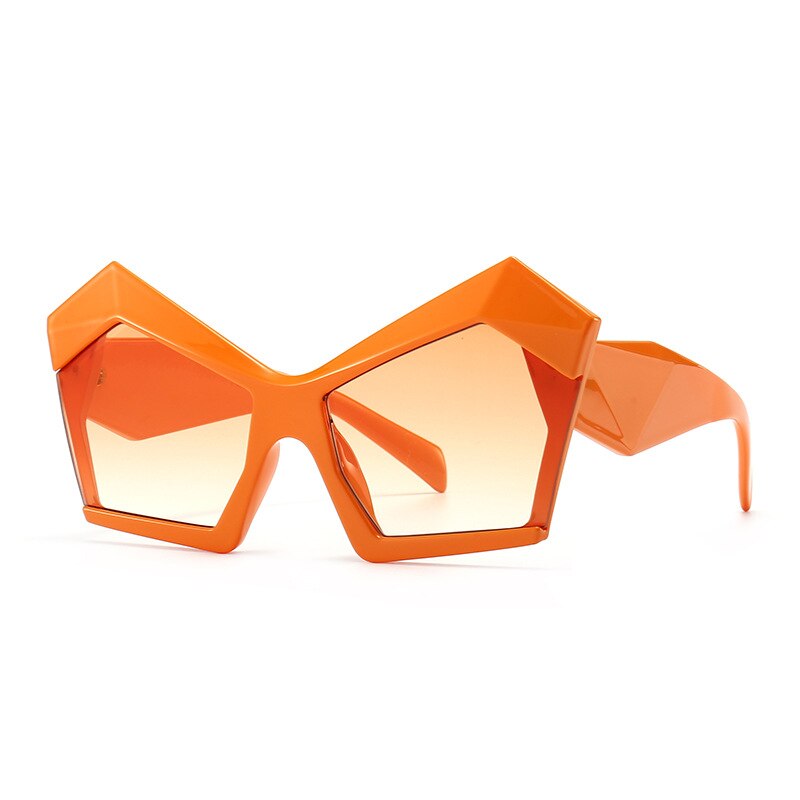 Tinted Irregular Shape Sunglasses - Orange / One Size