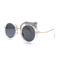 Thumbnail for Feline Retro Round Frame Anti Blue Light Glasses - White..