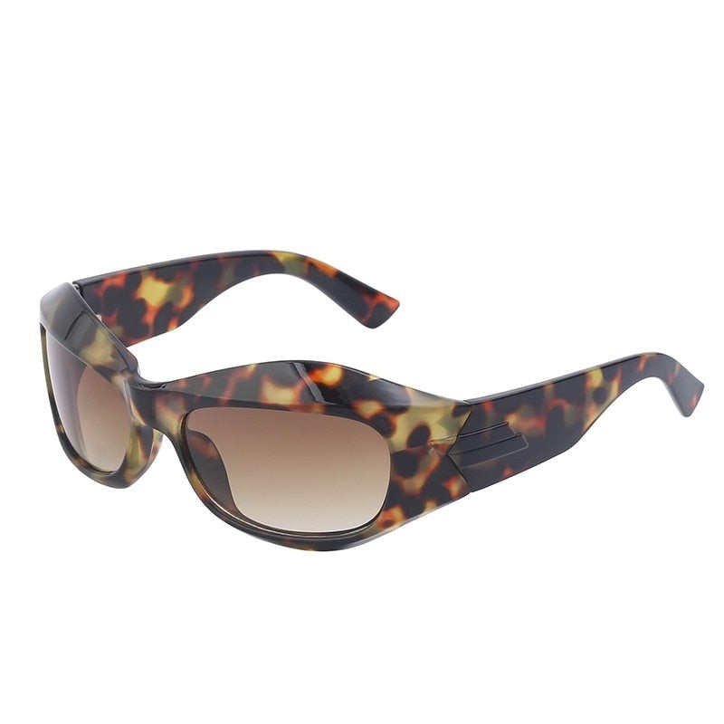Cyberpunk Sport Sunglasses - Leopard-Brown / One Size