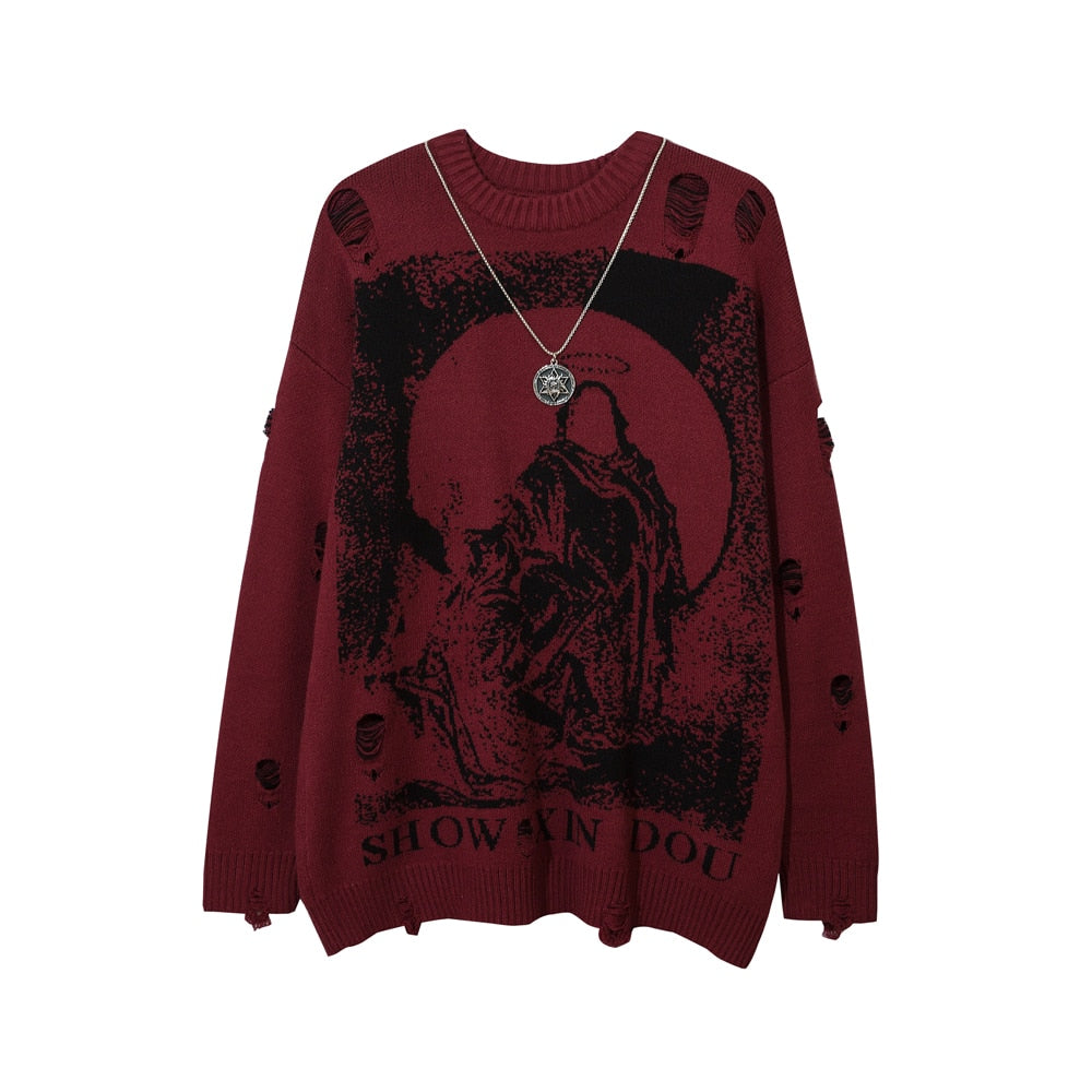 Tattered Show Xin Dou Sweater - Red / M - Sweatshirts