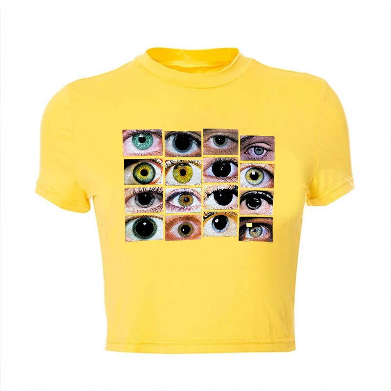Different Eye Color Crop Top - Yellow / S - crop top