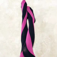 Thumbnail for Contrast Color Twist Stockings - Black- Fuschia Pink / One