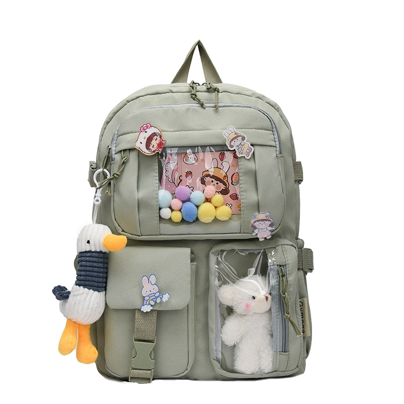 Cute Teddy Bear School Backpacks - Green-Duck / Only Bag -