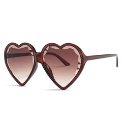 Heart Shaped Sunglasses - Brown / One Size