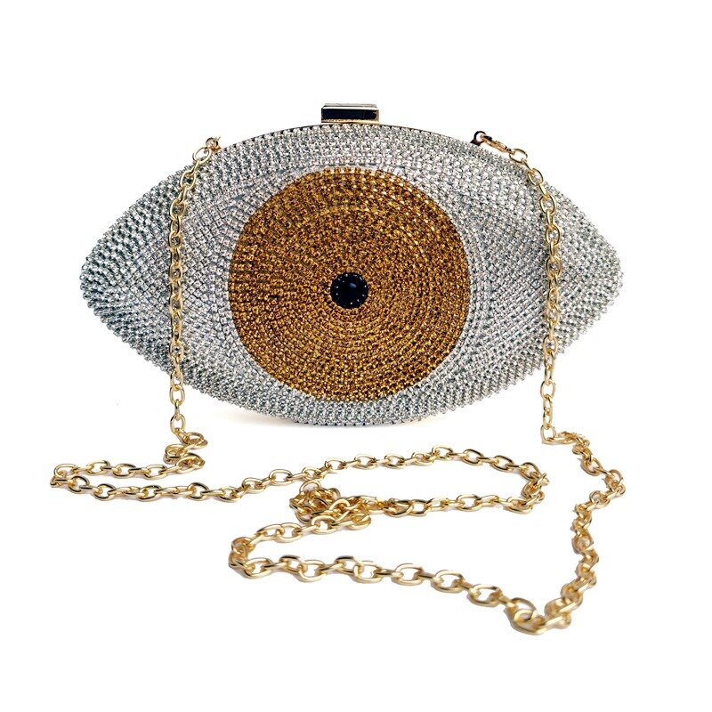 Protective Eye Shoulder Bag With Chain - Golden / One Size