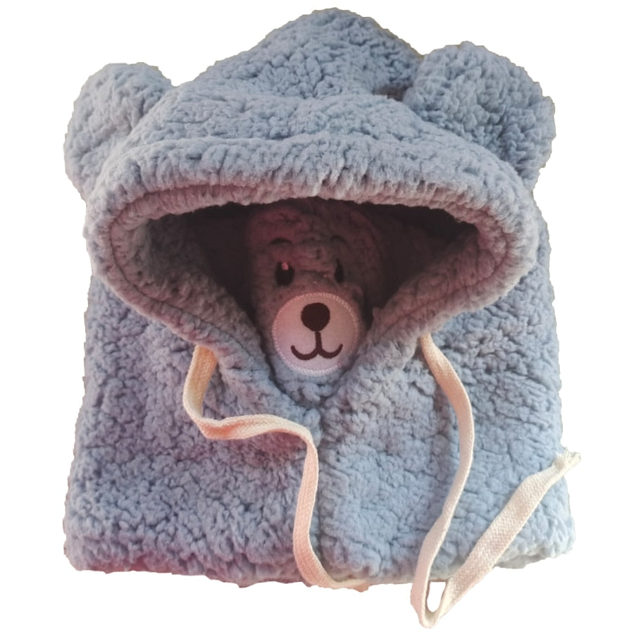 Cute Bear Winter Warm Balaclava - Blue / 56-58cm