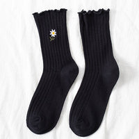 Thumbnail for Cute Daisy Flower Socks - Black / One Size