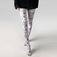 Thumbnail for Multiple Designe Print Tights - White - Pink Butterflies /