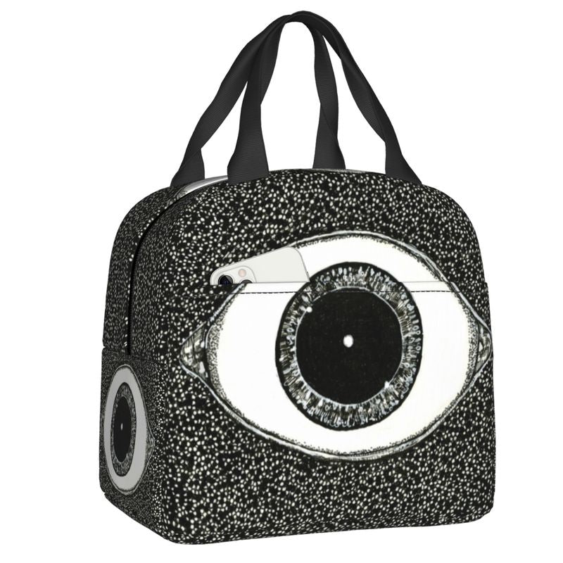 Eyes Protection Thermal Insulated Lunch Bag - Black-White /