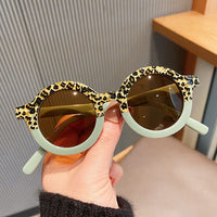 Thumbnail for Vintage Round Double Color Sunglasses - Leopard Green