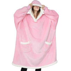 warm oversized winter hoodie - Pink / One Size - WINTER