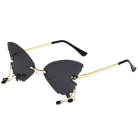 Thumbnail for Vintage Rimless Butterfly Shape Sunglasses - Black / One