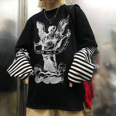 Gothic Harajuku Korean Long Sleeve shirt - Black / S -