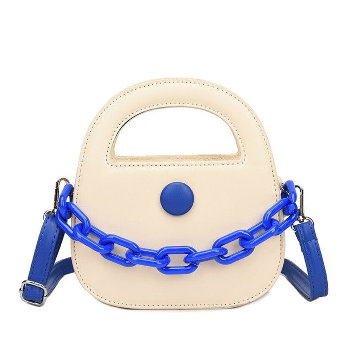 Round Handle With Chain Ornament Cute Bag - Beige 1 / One