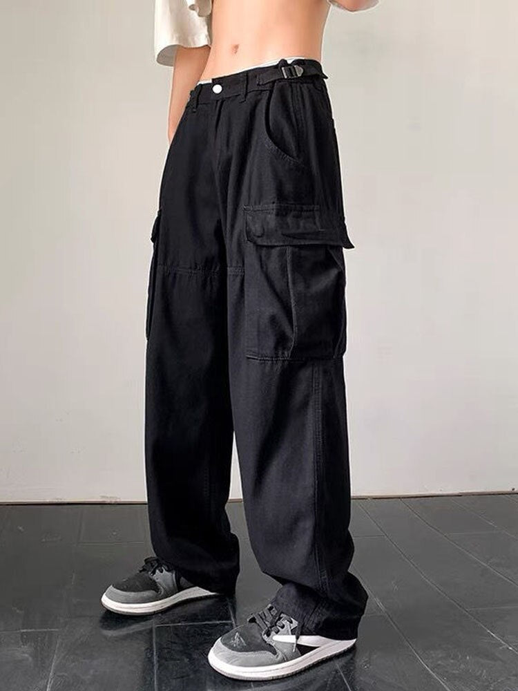 Pocket Baggy Cargo Pants - Black / S