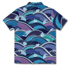 Retro Ocean Wave Printing Casual Shirt - Shirts