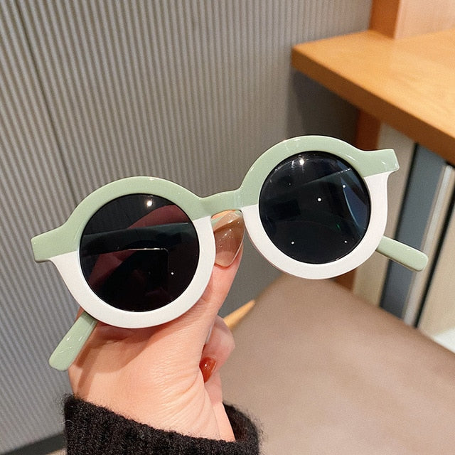 Vintage Round Double Color Sunglasses - Green White