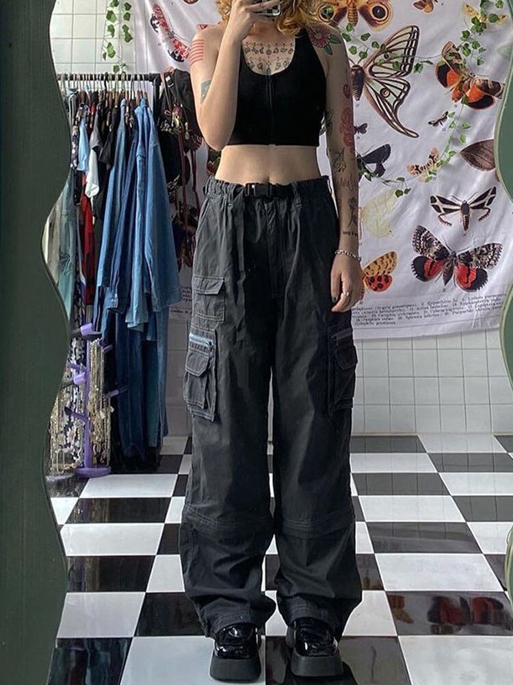 Vintage Baggy Cargo Pants - Gray / S
