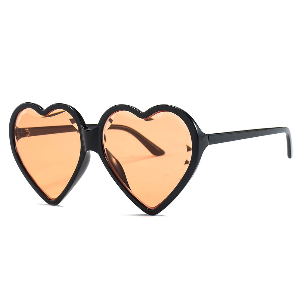 Heart Shaped Sunglasses - Black-Brown