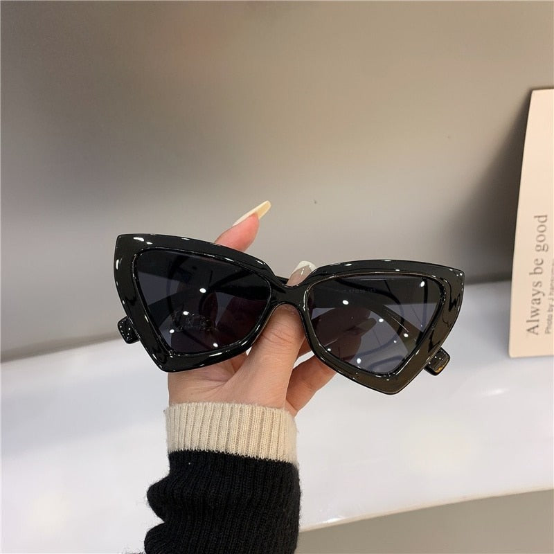 Luxury Cat Eye Sunglasses - Black-Grey / One Size