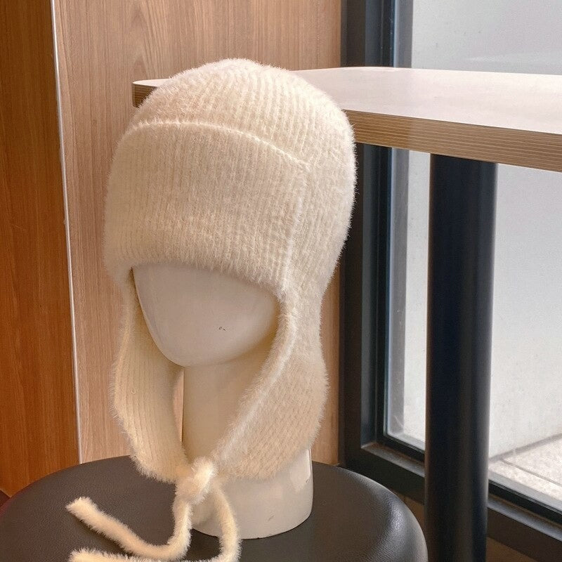 Soft Solid Color Knitted Beanie - Beige / 54-59 cm