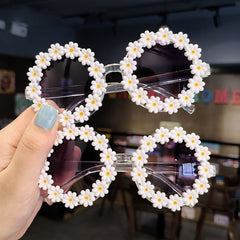 Flower Round Sunglasses - Adult / White