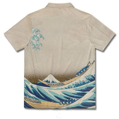 Retro Ocean Wave Printing Casual Shirt - Shirts