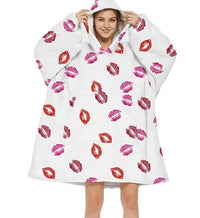 Thumbnail for Cartoon Loose Hooded Nightdress - White-Kisses / Aldult -