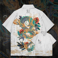 Thumbnail for Dragon Loose Short Sleeve Shirt - White / 2XL