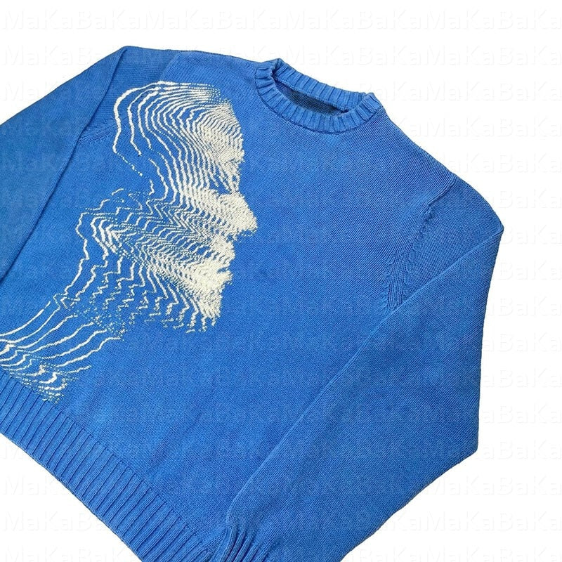 Women Print Loose O-neck Knit Sweater
