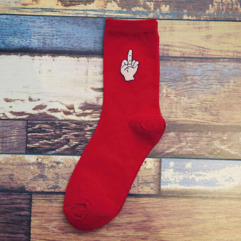 Solid Color Draw Cotton Socks - Red