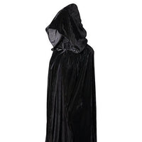 Thumbnail for Solid Color Velvet Gothic Hooded Cloak - Black / 60CM