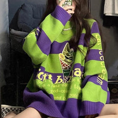 Grunge Oversize Striped Knitted Sweater