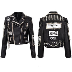 Rocker With Studded and Patches Jackets - Black-Patches / S