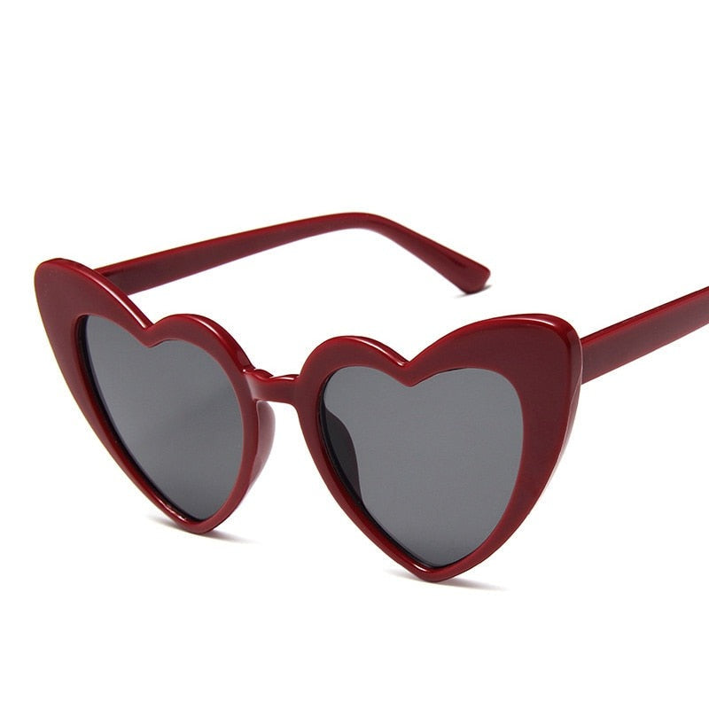 Heart Big Frame Eyewear Sunglasses - Dark Red / One Size