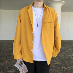 Stylish Loose Long Sleeve Shirt - Yellow / S - Shirts
