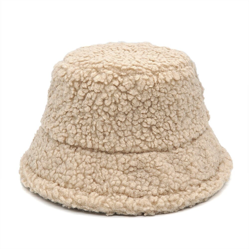 Colorful Faux Fur Bucket Hat - Marfil / M 56-58cm