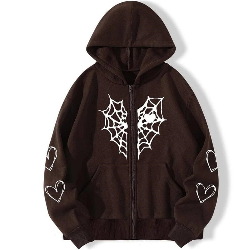 Gothic Oversize Jacket with Hood - Brown 1 / S - jacket hood